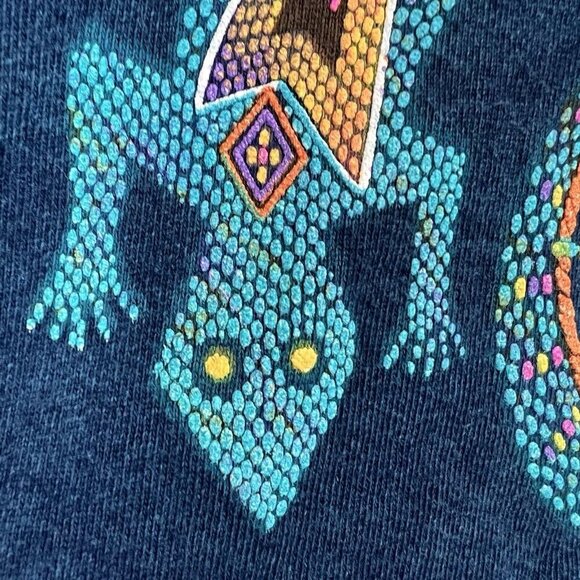 Vintage 90s Blue Sweatshirt with Embossed Lizard Size 2XL Southwestern Unisex - Picture 3 of 9